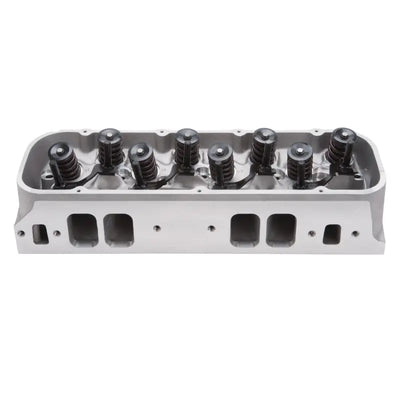 Edelbrock cyl head BBC Victor Jr with valve springs for high-performance engine buildup
