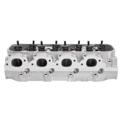 Silver aluminum Edelbrock Cyl Head BBC Victor Jr 24 Deg Rect Port for BBC engine