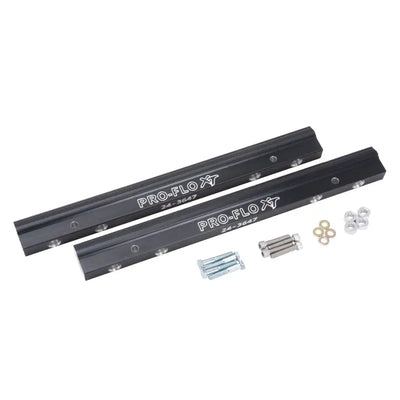 Black Edelbrock EFI fuel rail kit with hardware for BB Chevy Pro-Flo XT -8 An