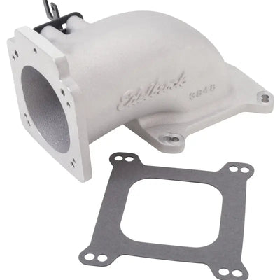 Edelbrock Low Profile Intake Elbow 90mm Throttle Body to Square-Bore Flange As-Cast Finish - Truck & Automotive