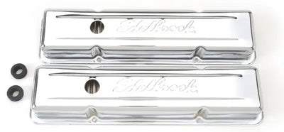 Edelbrock Valve Cover Signature Series Chevrolet 1959-1986 262-400 CI V8 Low Chrome - Truck & Automotive