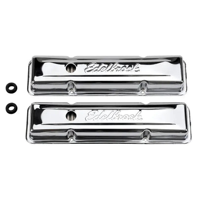 Edelbrock Valve Cover Signature Series Chevrolet 1959-1986 262-400 CI V8 Low Chrome - Truck & Automotive