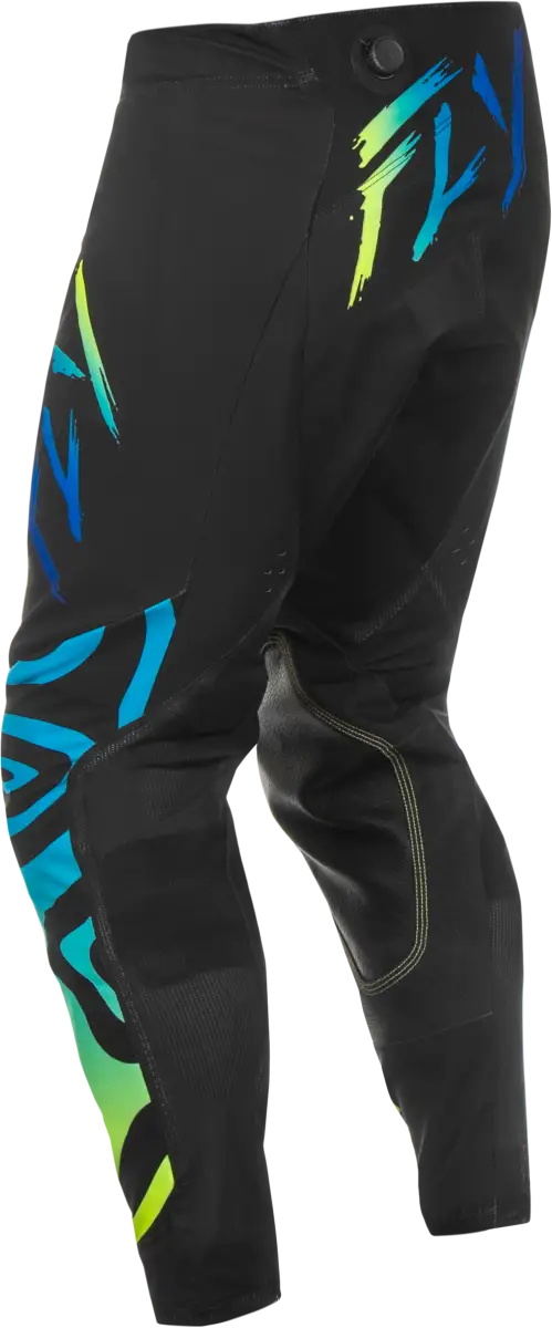 Black motocross pants with colorful accents from Evolution Dst Zen Pants Black/Blue/Hi Vis for RV parts & accessories or truck parts