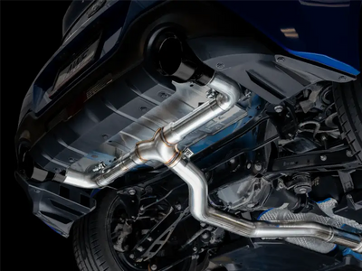 Exhaust System Kit Stainless Steel; Without Muffler; Single With Dual Outlet; Rear Exit; 5 Inch Diamond Black Tips