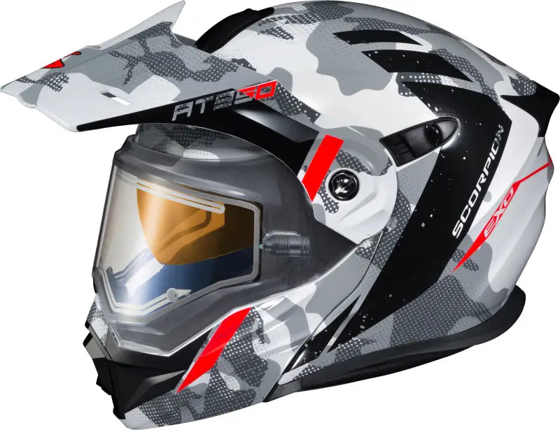 95-1625-SE SCORPION EXO Exo At950 Cold Weather Helmet Outrigger White/Grey Lg (Elec)