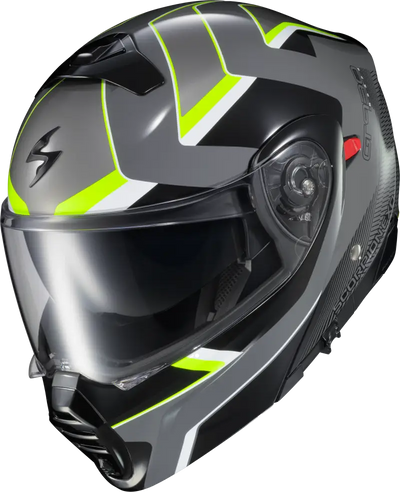 Gray and black Transformer Helmet Morph with neon yellow accents, advanced polycarbonate shell, open-face mode