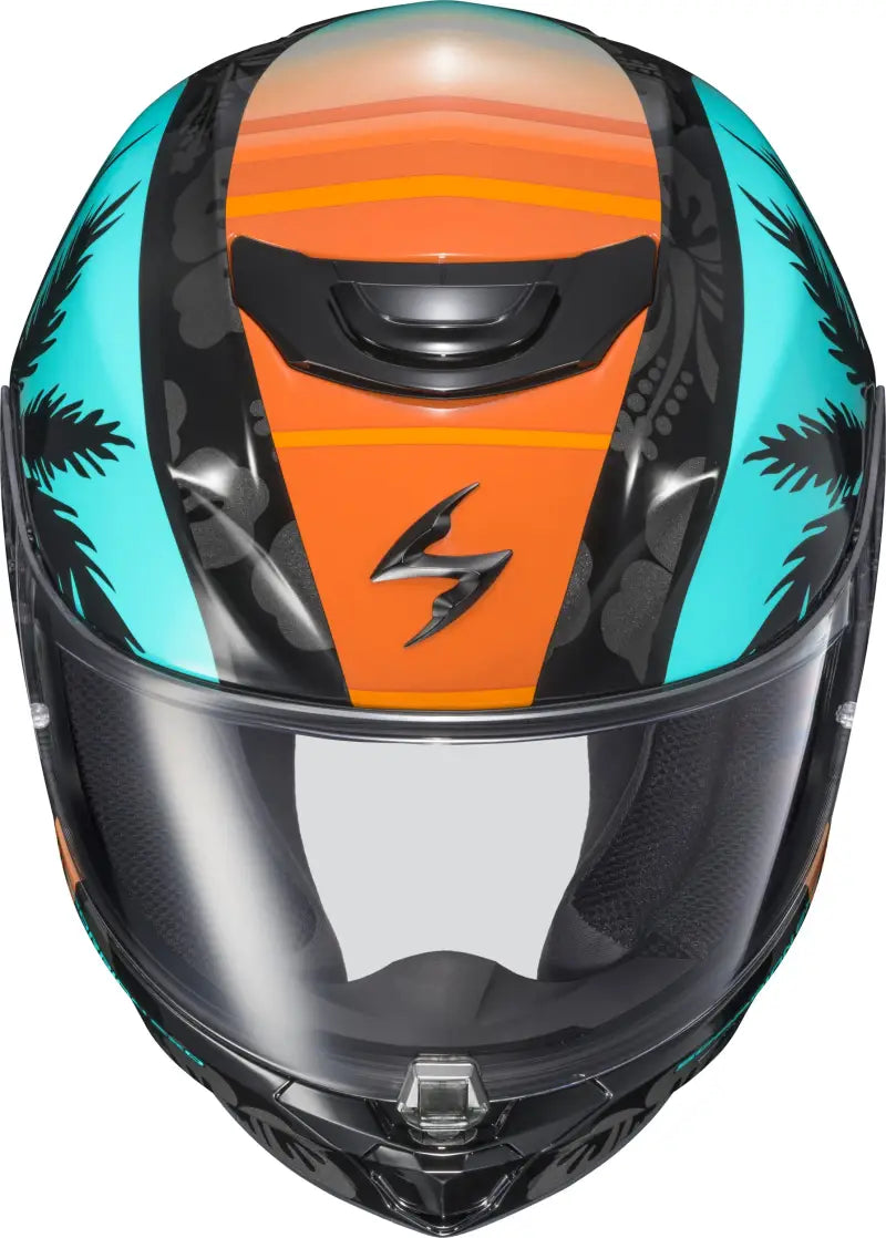 Exo R330 Full Face Helmet Tubbs Light Blue/Orange Sm - SCORPION EXO