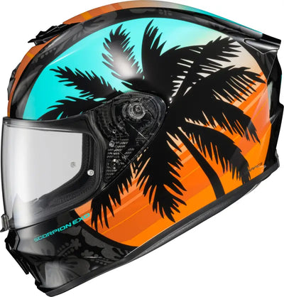 Exo R330 Full Face Helmet Tubbs Light Blue/Orange 2x - SCORPION EXO