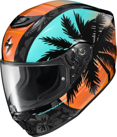 Exo R330 Full Face Helmet Tubbs Light Blue/Orange 2x - SCORPION EXO