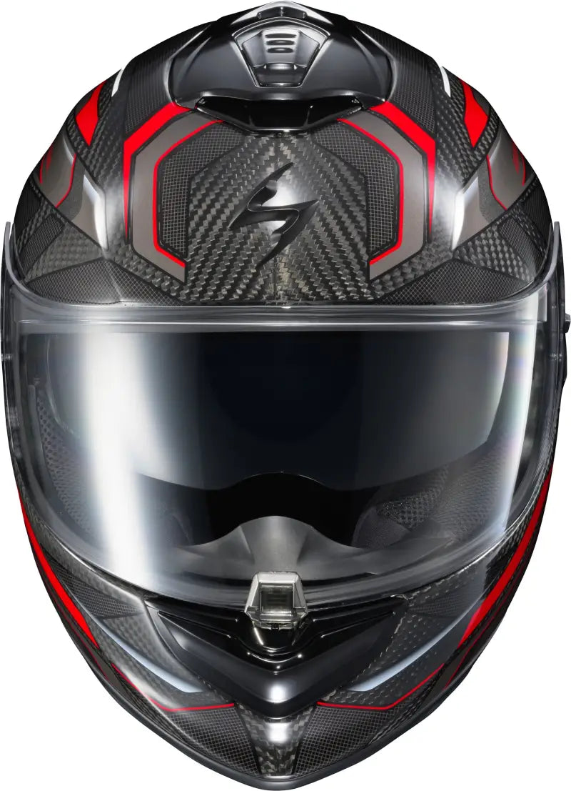 Exo-St1400 Evo Carbon Helmet with Red Accents and Sun Visor for Everclear* No-Fog visibility