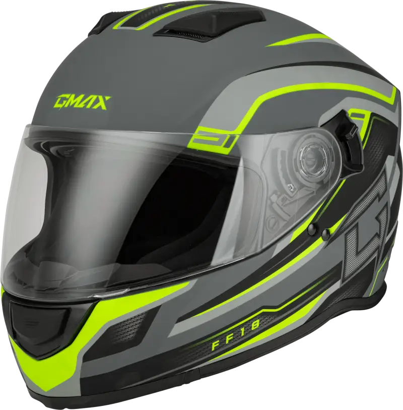F1181335 Gmax Ff-18 Drift Helmet Matte Grey/Hi-Viz Md - RV and Auto Parts
