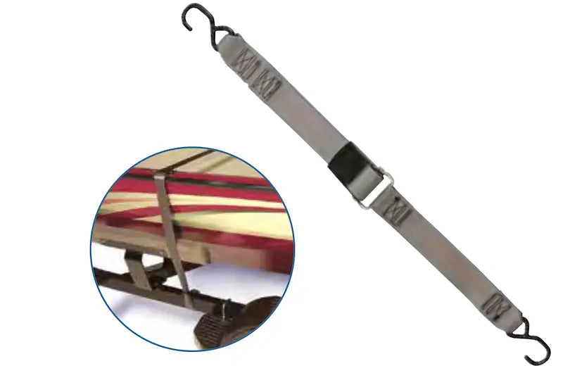 Gray tie-down strap with hooks for F13116 Immi Kwik-Lok Gunwale 2x20 inches