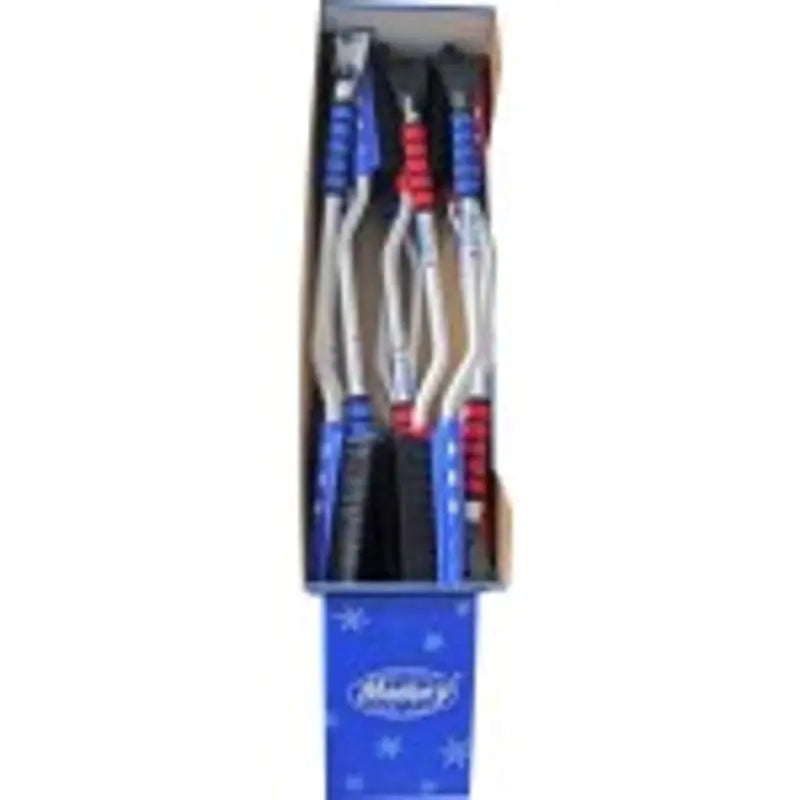 F14-999CT Hopkins 35' Ultra Maxx Snowbrush - Floor D, boxed display of snowbrushes with red and blue handles