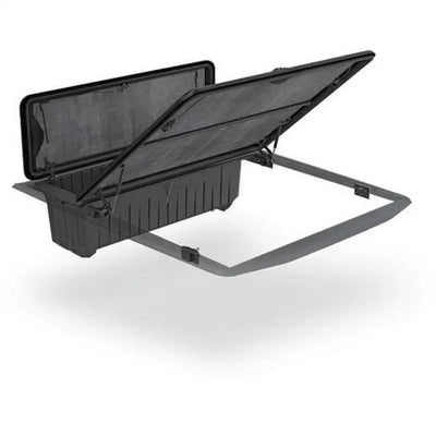 F165010 Stowe Cargo black truck bed toolbox with open lid for F150 6-7 bed