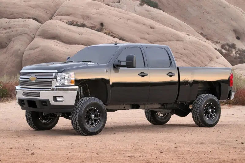 Black pickup truck with 6in RTS lift kit on off-road tires for 2500HD 2WD/4WD