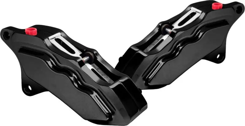 Black automotive brake calipers with red bleeder screws for FCK-F14CS-FR-S Hawg Halters forward controls