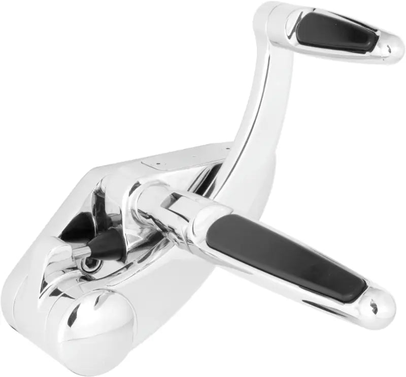 Chrome boat throttle control with black rubber grip pads for Hawg Halters forward controls