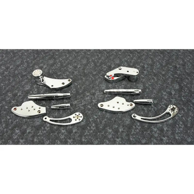 Chrome motorcycle components for FCK-S18C-FR-S Hawg Halters forward control setup