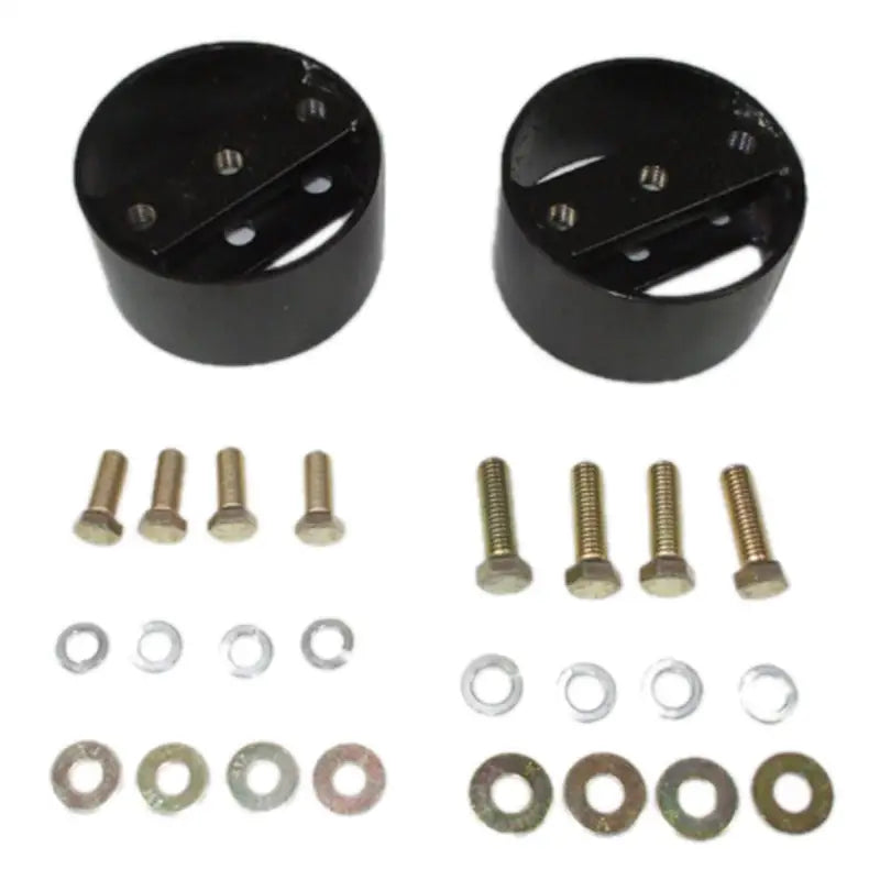 Firestone 4in. Air Spring Lift Spacer Leaf Mount Pair (WR17602370) with hardware components for installation.