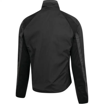 Black men’s full-zip windbreaker jacket liner with raglan sleeves and side stripes