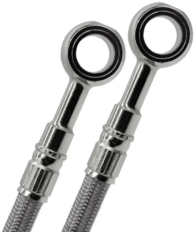 Two braided stainless steel brake lines with banjo fittings from FK003D869-4 Cable Kit