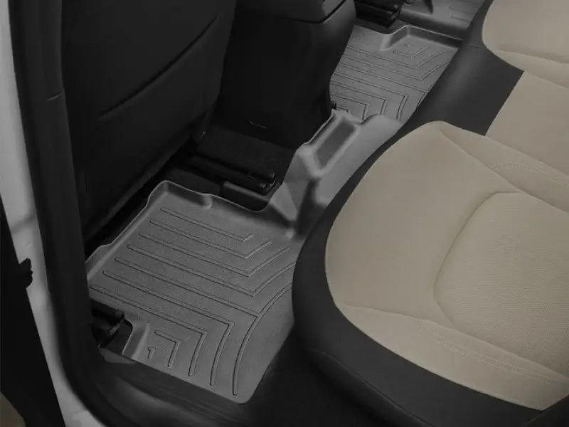 Gray WeatherTech floor liner molded fit with ribbed contours