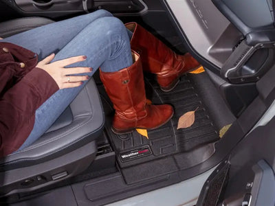 Floor Liner Molded Fit; With Channels And Reservoir To Direct Hold Fluids Applied WeatherTech Logo; Black;
