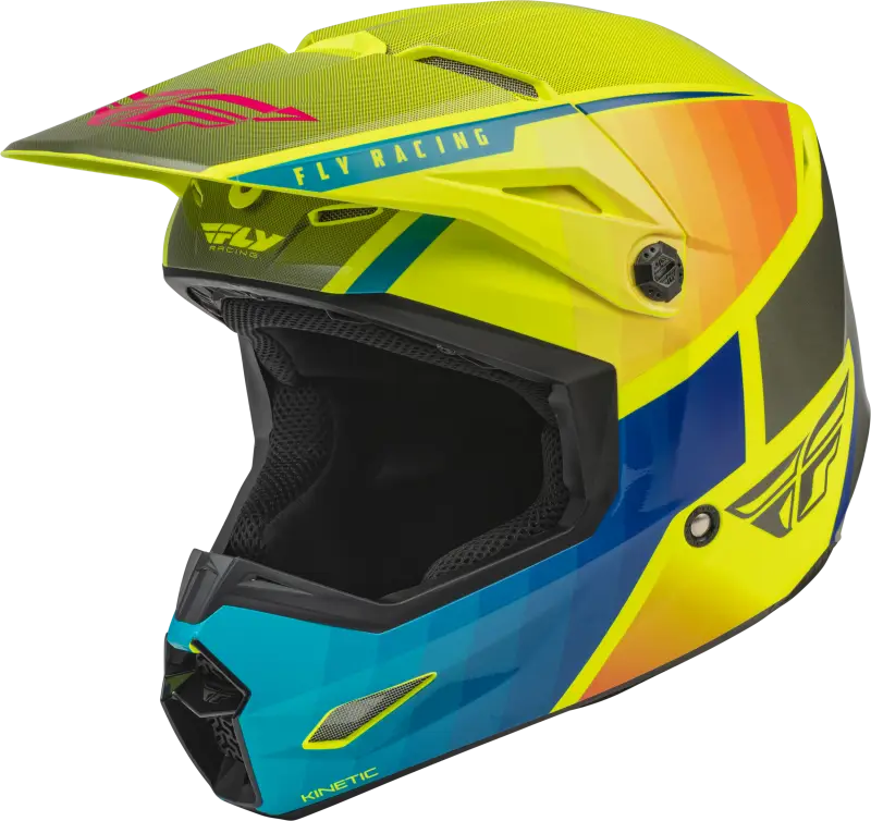 Fly Racing Fly Racing 73-8642YM Youth Kinetic Drift Helmet Blue/Hi-Vis/Charcoal Ym