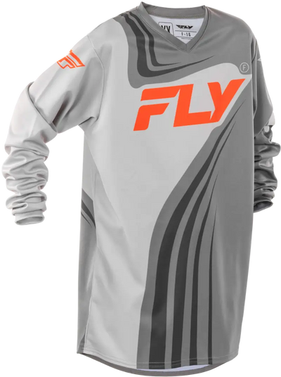 FLY RACING Youth F 16 Performance Jersey in Grey and Orange - Size YXL - FLY RACING