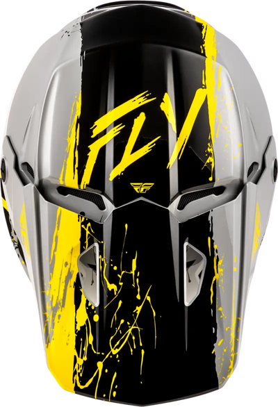 Youth Kinetic Drip Helmet Grey/Black/Yellow Ym - FLY RACING