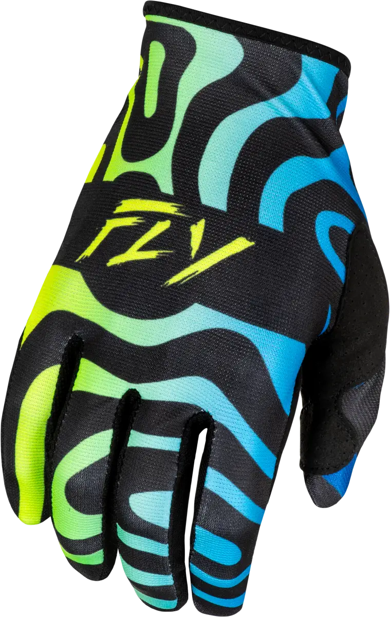 FLY RACING Youth Lite Zen Gloves Black/Blue/Hi Vis 378-740YM - FLY RACING