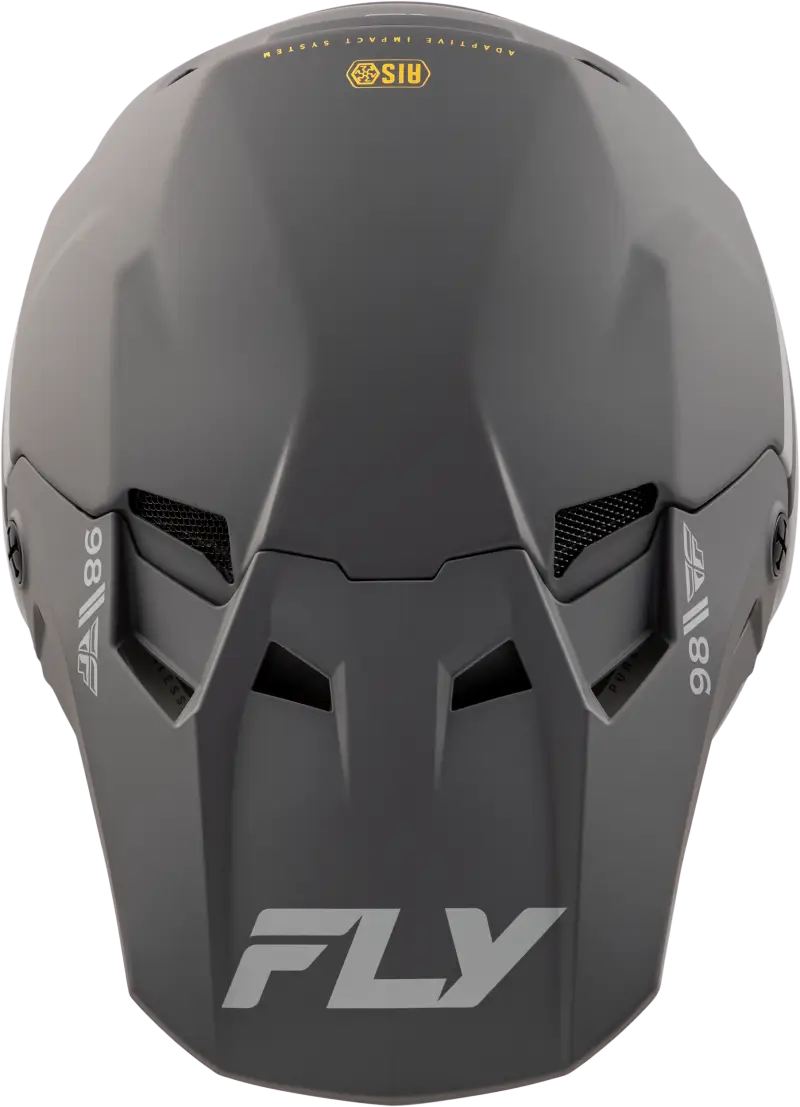 Gray motocross helmet with impact energy cells for maximum impact energy safety