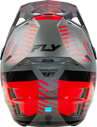 Gray and red motocross helmet with impact energy cells for superior impact energy protection