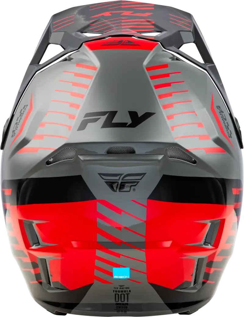 Gray and red motocross helmet with impact energy cells for superior impact energy protection