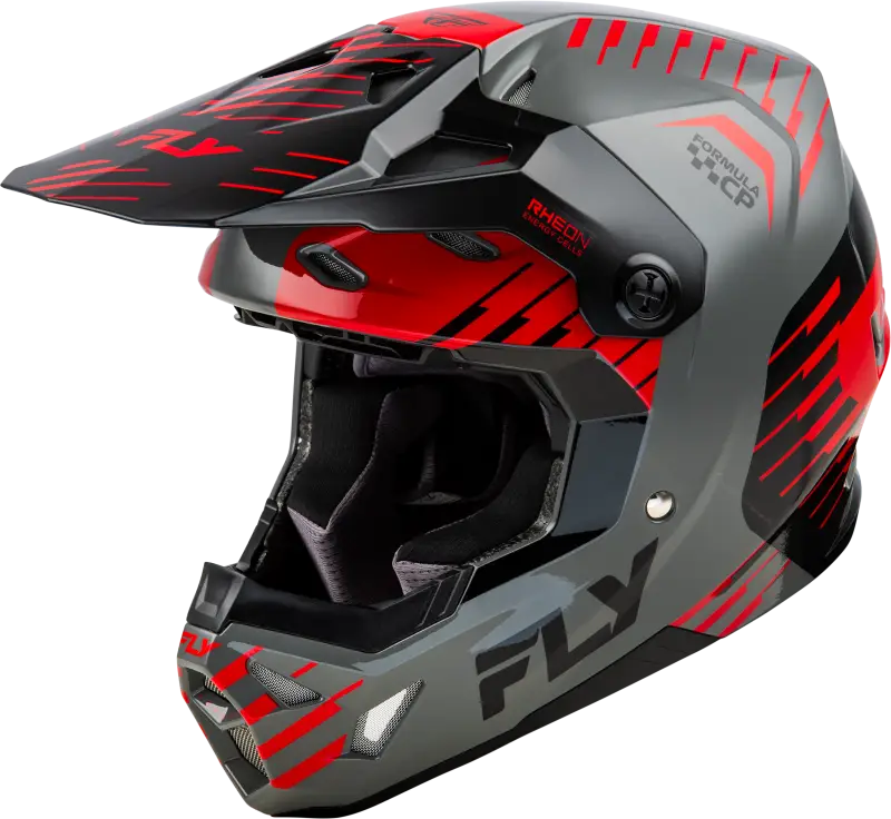 Gray and red motocross helmet with impact energy cells for high protection - Formula Cp Slice XL