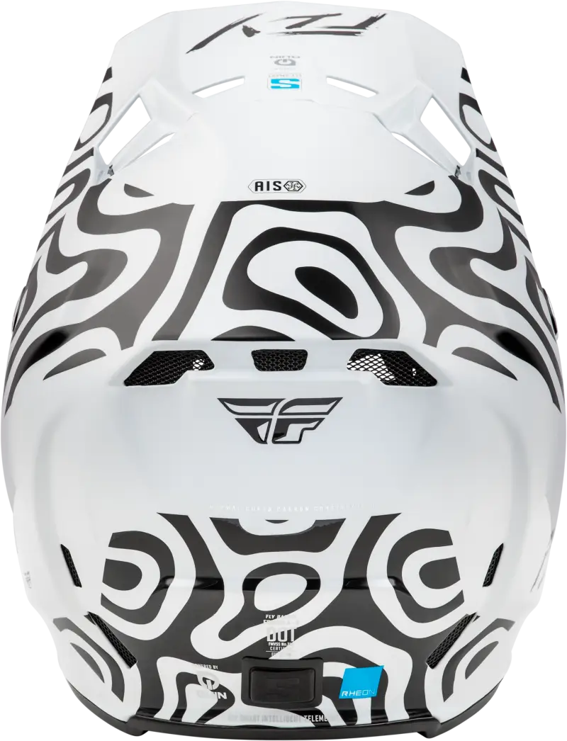 White motocross helmet with black swirl pattern from Formula S Carbon Abyss for crash occurs safety