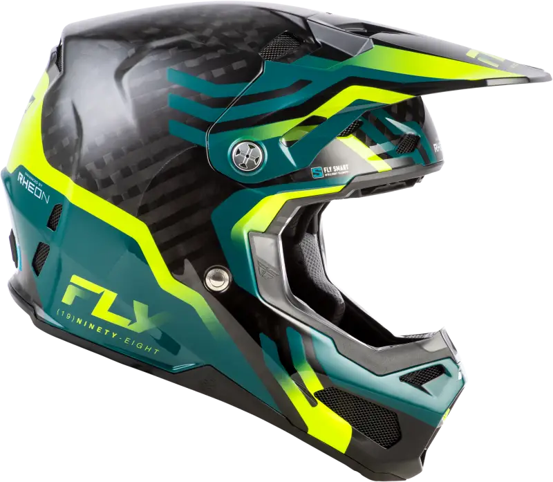 Formula S Carbon Byte Helmet Black Carbon/Teal/Lime Md - FLY RACING