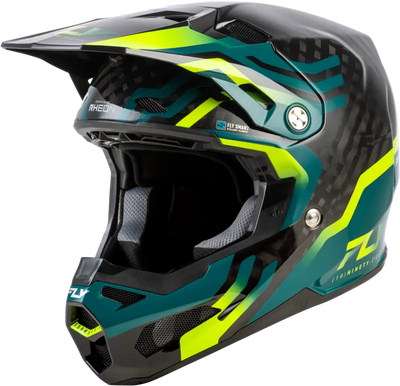 Formula S Carbon Byte Helmet Black Carbon/Teal/Lime Sm - FLY RACING