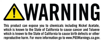 Warning label indicating that the Fox 2018+ Jeep JL 2.5 Factory Race Series 12.17in Remote Res. Front Shock Set / 4.5-6in. Lift w/ DSC contains chemicals known to cause cancer and reproductive harm.