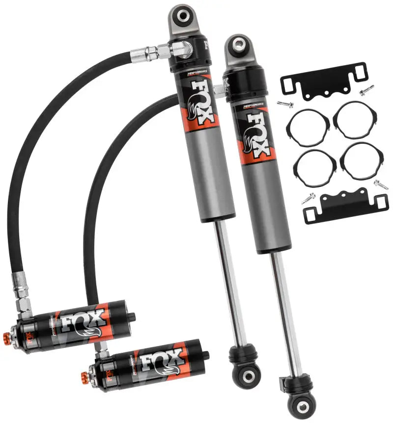 Fox 2018+ Jeep JL 2.5 Factory Race Series Remote Reservoir Front Shock Set for 4.5-6 inch Lift with DSC, ideal for serious off-roading.