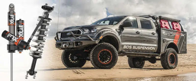 Fox88406262 JKS Kit with black and orange Fox suspension for off-road Ranger performance