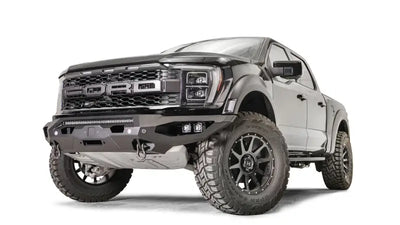 Fab Fours Matrix Front bumper FR21-X5351-1 on rugged off-road truck, emphasizing durability and sleek design.