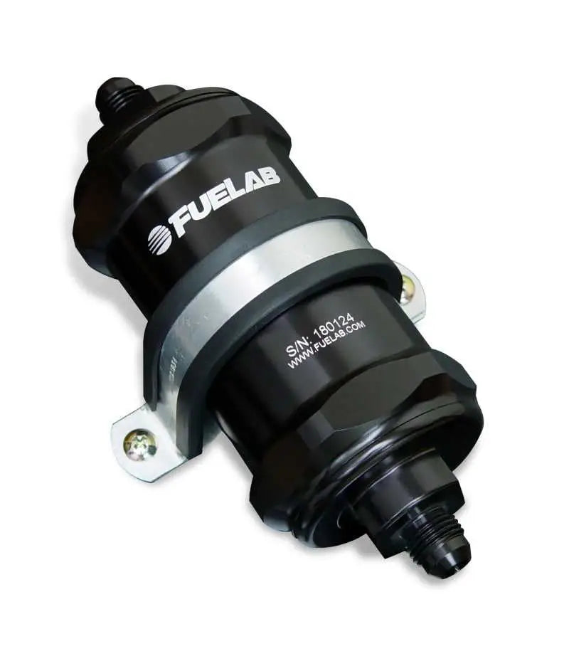 Fuelab Fuelab 818 In-Line Fuel Filter Standard -6AN In/Out 10 Micron Fabric - Black