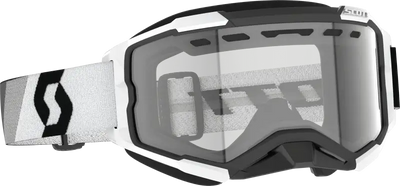 Fury Snowcross Goggle Premium Black/White with reflective gray lens for snow and motocross riding