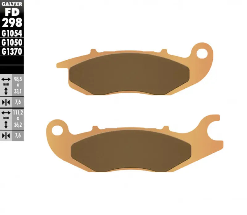 Two Galfer FD298G1370 brake pads for motorcycle braking performance