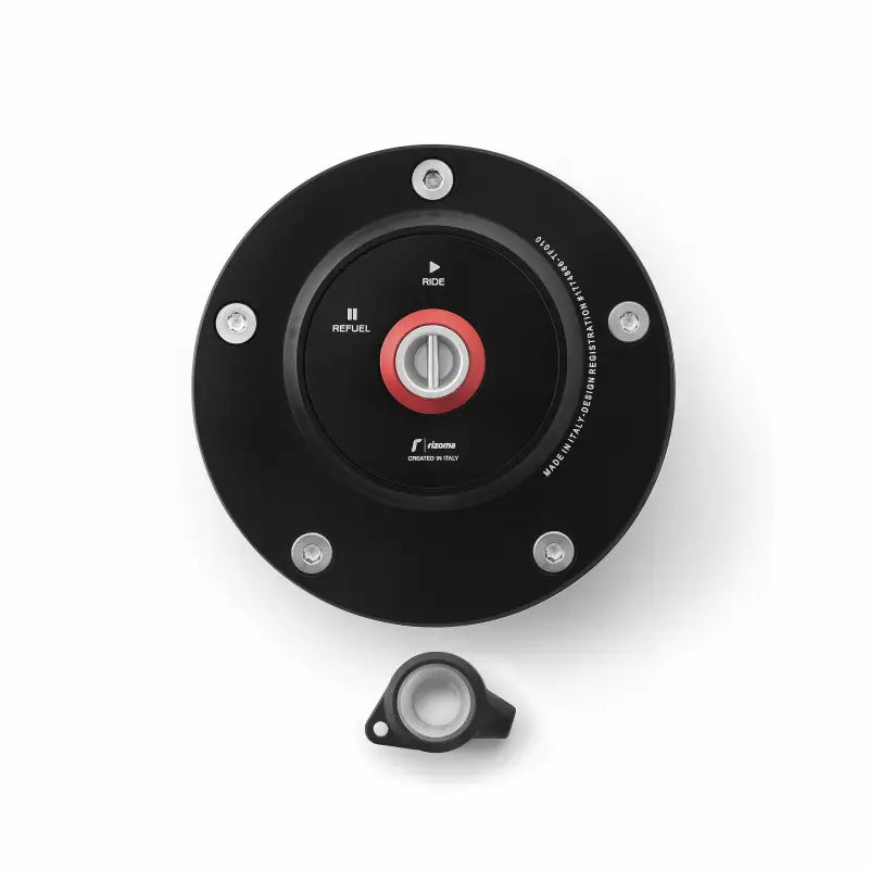 Gas cap locking black for BMW motorcycle with red and silver accents