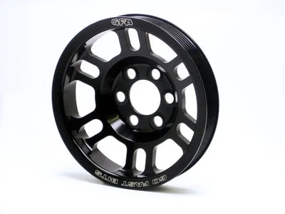 Black metal super lightweight non-underdrive crank pulley with circular cutouts for GFB 06-08 VW Audi 2.0T