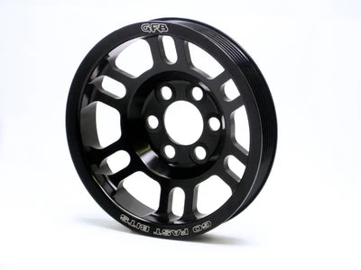 Black metal super lightweight non-underdrive crank pulley with circular cutouts for VW Audi 2.0T