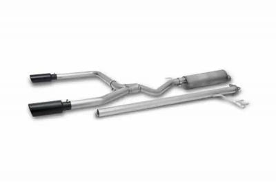 Honda Ridgeline Black Elite dual exhaust with black tips and polished finish