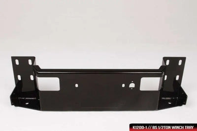 Black metal winch tray on GM14-S3160-1 Fab Fours Ranch Bumper for GM14 trucks